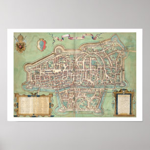 Poster Carte d'Augsbourg, de 'Civitates Orbis Terrarum' b