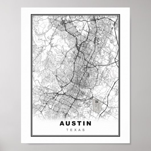 Poster Carte d'Austin (Devant)