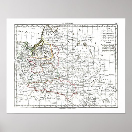 Poster Carte de 1806 - La Pologne (Devant)