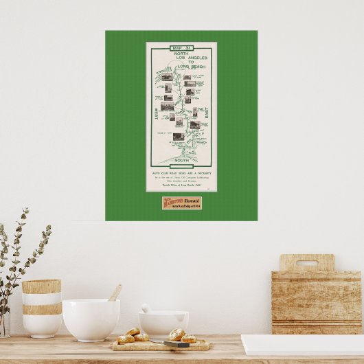 Poster Carte de 1914, LA à Long Beach (Cuisine)