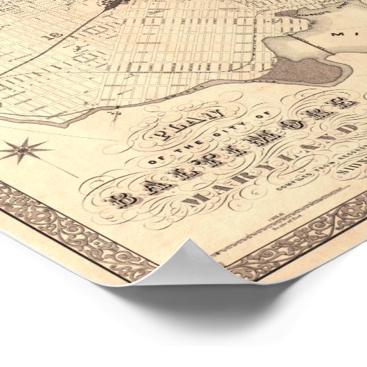 Poster Carte de Baltimore 1851 (Coin)