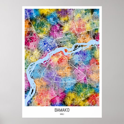 Poster Carte de Bamako Mali (Devant)