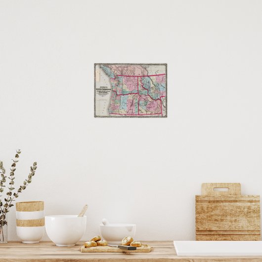 Poster Carte de Bancroft de Oregon, Washington, Idaho (Cuisine)