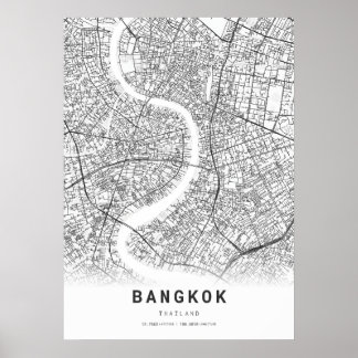 Poster Carte de Bangkok