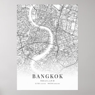 Poster Carte de Bangkok