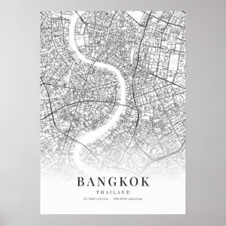 Poster Carte de Bangkok