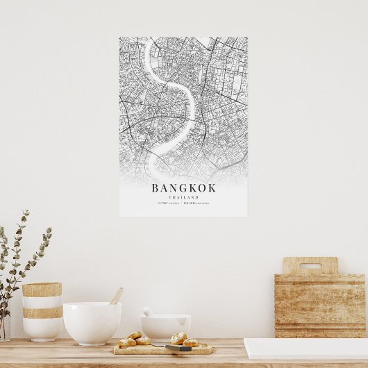 Poster Carte de Bangkok (Cuisine)
