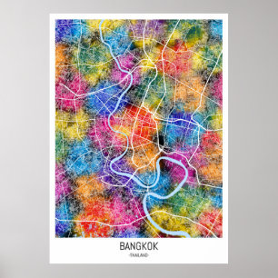 Poster Carte de Bangkok Thaïlande
