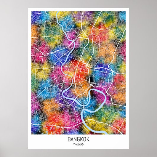 Poster Carte de Bangkok Thaïlande (Devant)