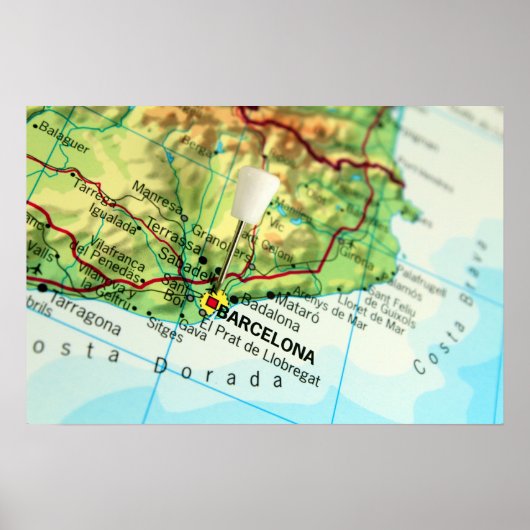 Poster Carte de Barcelone, Espagne (Devant)