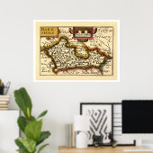 Poster Carte de "Barkshire" le comté de Berkshire, (Bureau à domicile)