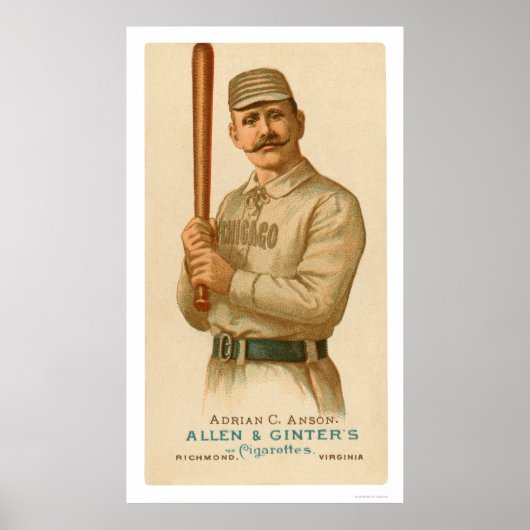 Poster Carte de baseball Anson casquette 1887 (Devant)