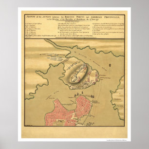Poster Carte de bataille de Charlestown - 1775