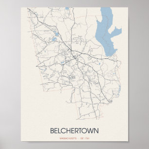Poster Carte de Belchertown Massachusetts