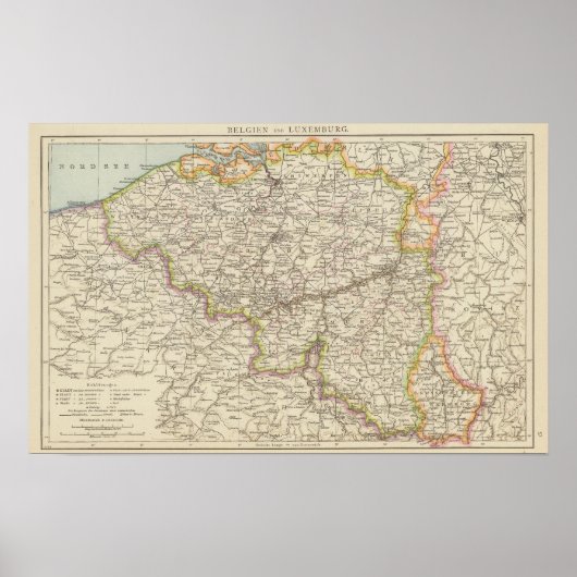 Poster Carte de Belgique et Luxembourg (Devant)