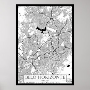 Poster Carte de Belo Horizonte Brésil
