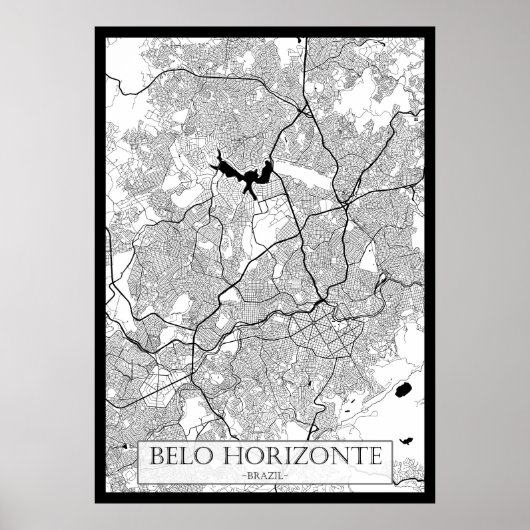 Poster Carte de Belo Horizonte Brésil (Devant)