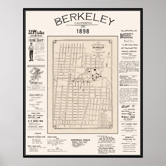 Poster Carte de Berkeley 1898 (Devant)