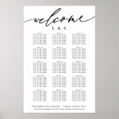 Poster Carte de bienvenue du Mariage de calligraphie blan (Devant)