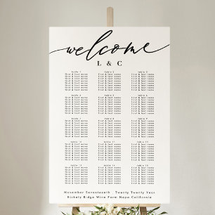 Poster Carte de bienvenue du Mariage de calligraphie blan