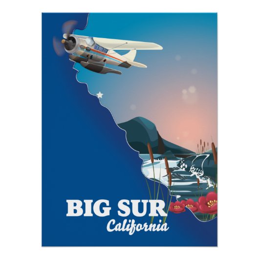 Poster Carte de Big Sur Californie (Devant)