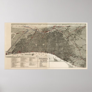 Poster Carte de birdseye de Philadelphie - 1887