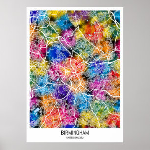 Poster Carte de Birmingham Royaume-Uni
