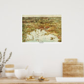 Poster Carte de Boston et des villes environnantes en 190 (Cuisine)