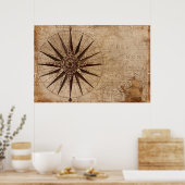 Poster Carte de boussole nautique antique (Cuisine)