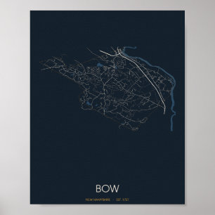 Poster Carte de Bow, New Hampshire (Nuit)