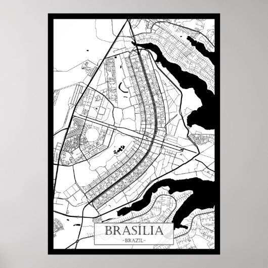 Poster Carte de Brasília Brésil (Devant)
