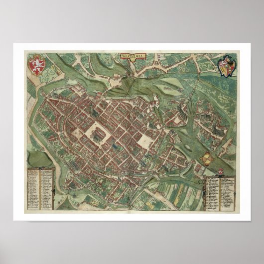 Poster Carte de Bratislava, de Civitates Orbis Terrarum (Devant)