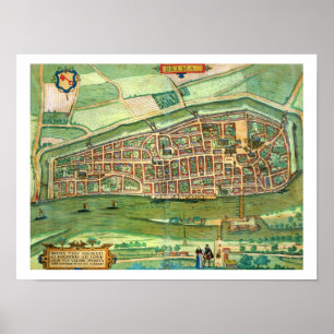 Poster Carte de Brême, de Civitates Orbis Terrarum par