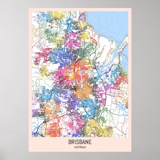 Poster Carte de Brisbane Australie (Devant)