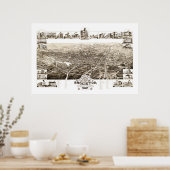 Poster Carte de Brockton, Massachusetts en 1882 (Cuisine)