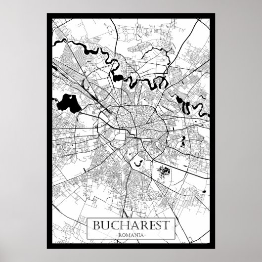 Poster Carte de Bucarest Roumanie (Devant)