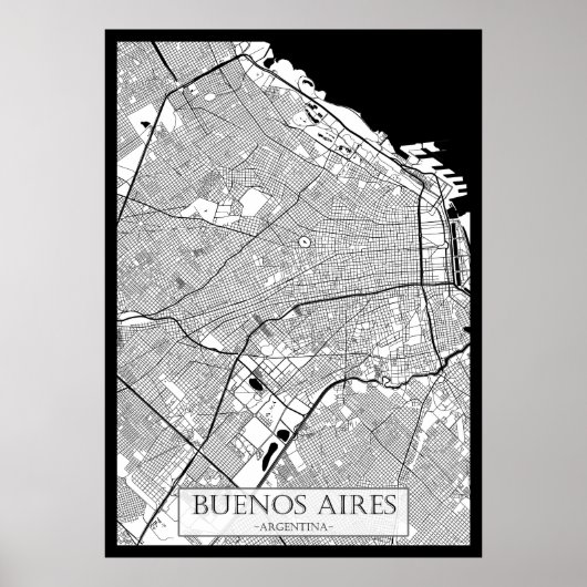 Poster Carte de Buenos Aires Argentine (Devant)