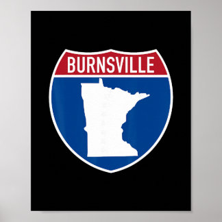 Poster Carte de Burnsville Minnesota Autoroute Panneau In