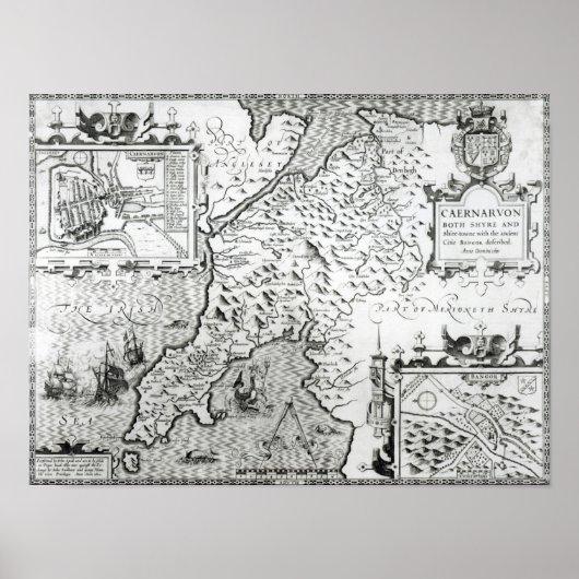 Poster Carte de Caernarvon, 1616 (Devant)
