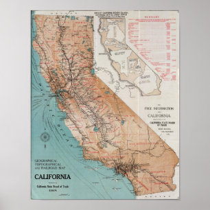 Poster Carte de Californie