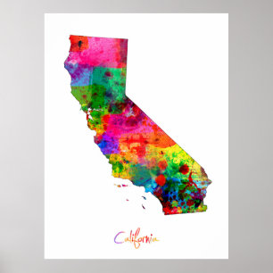 Poster Carte de Californie