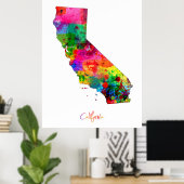 Poster Carte de Californie (Bureau à domicile)