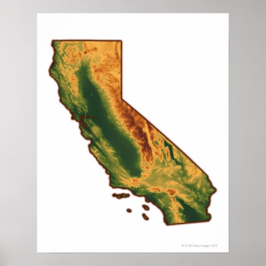 Poster Carte de Californie 2 (Devant)