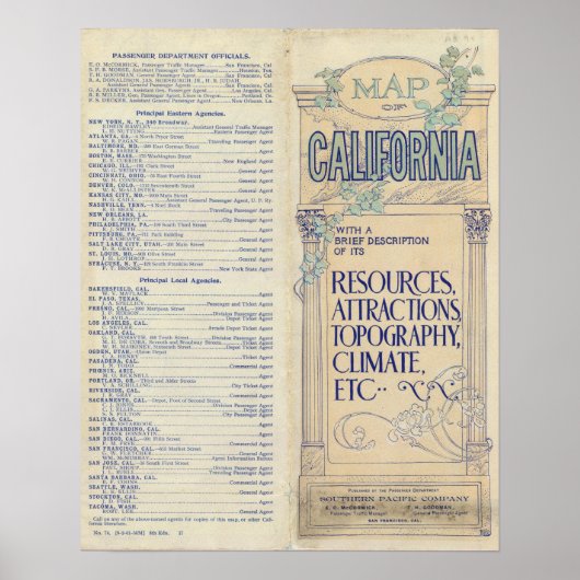 Poster Carte de Californie 2 (Devant)