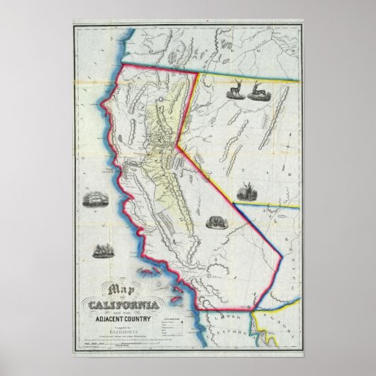 Poster Carte de Californie 2 (Devant)
