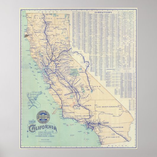 Poster Carte de Californie 4 (Devant)