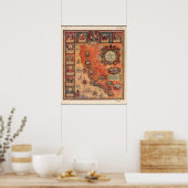 Poster Carte de Californie pendant l'occupation espagnole (Cuisine)