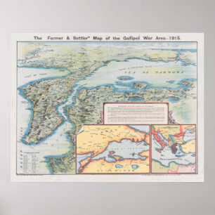 Poster Carte de campagne de Gallipoli vintage (1915) Prem