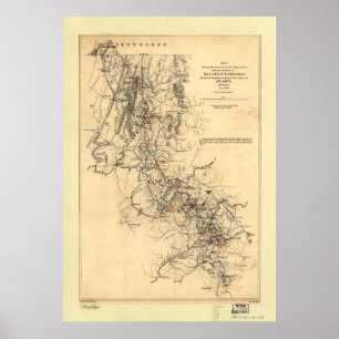 Poster Carte de campagne de la guerre civile Atlanta 1er