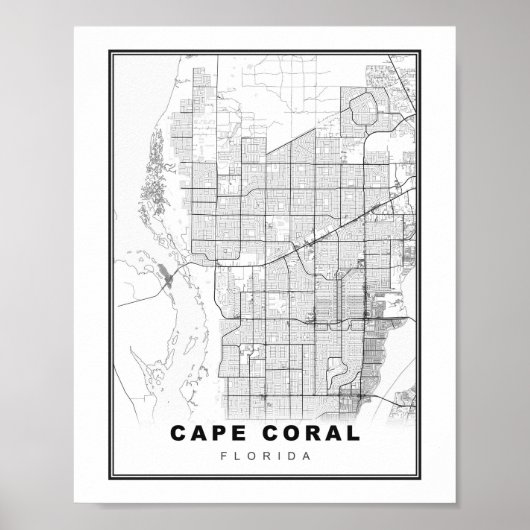 Poster Carte de Cape Coral (Devant)